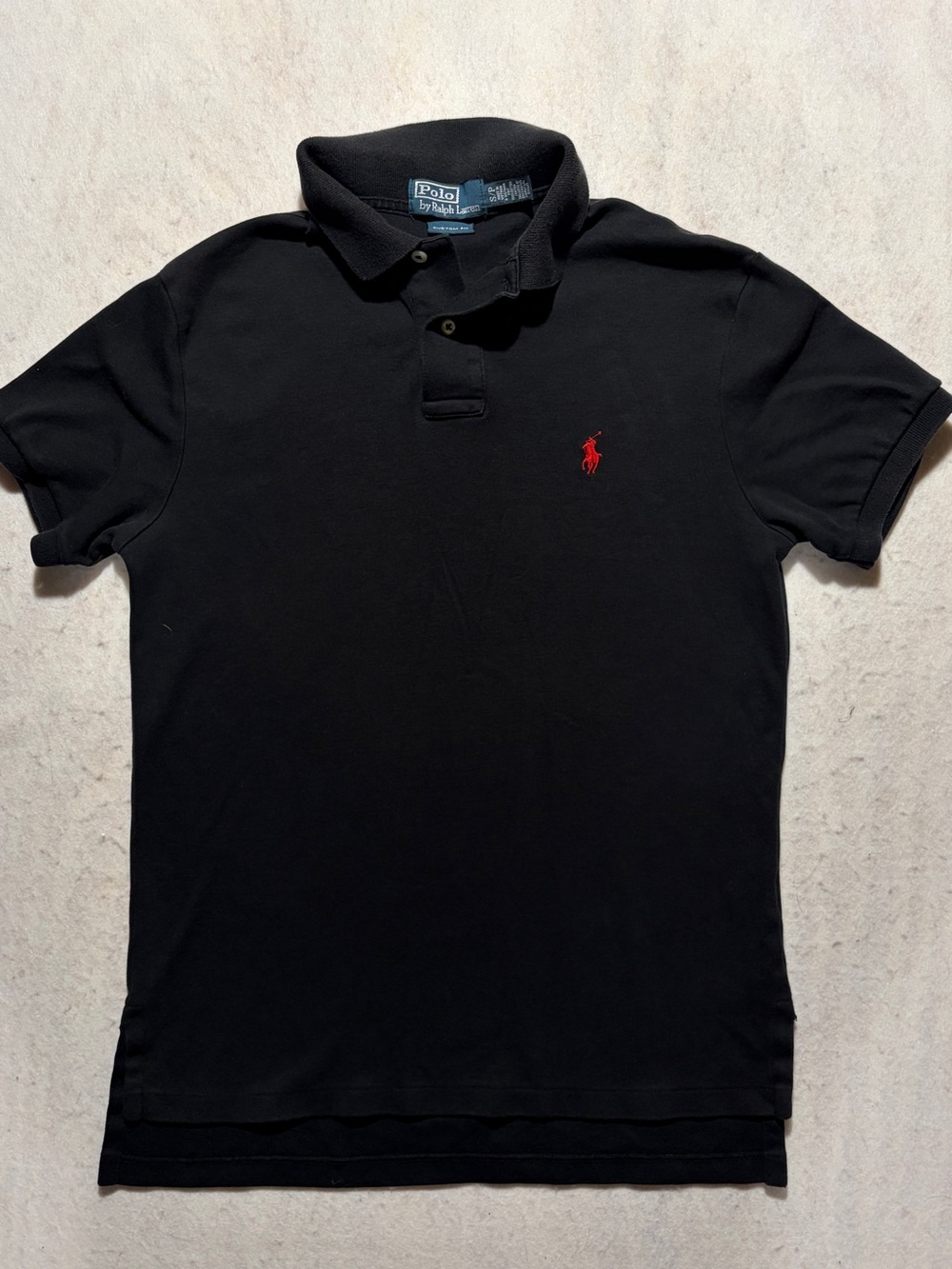 POLO RALPH LAUREN BLACK CUSTOM FIT SHORT SLEEVE MESH POLO SHIRT SIZE S